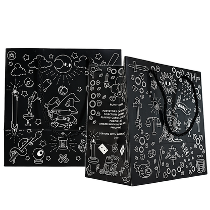 Black multi-pattern full-print paper bag
