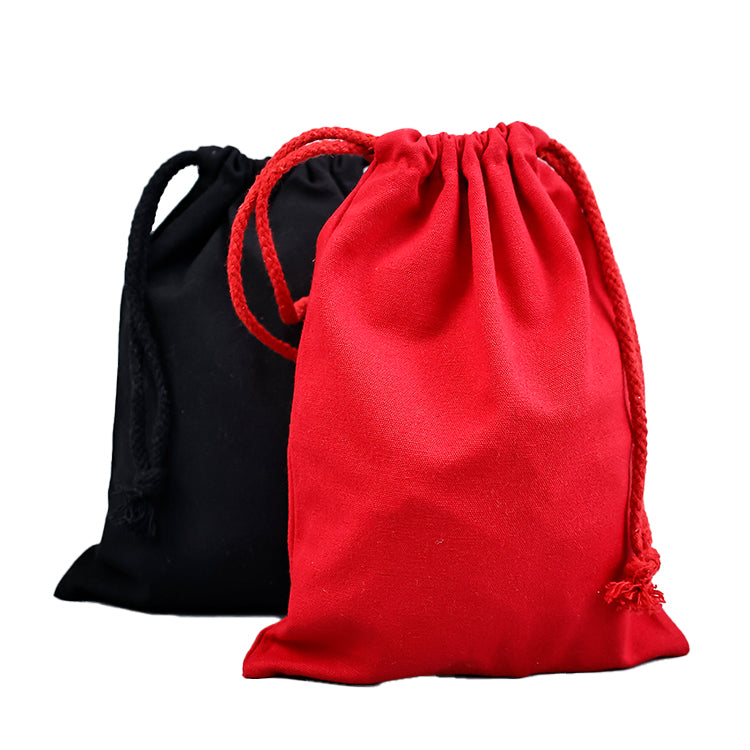 Red color drawstring cotton drawstring bag