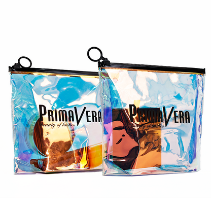 PVC laser translucent black ring zipper bag