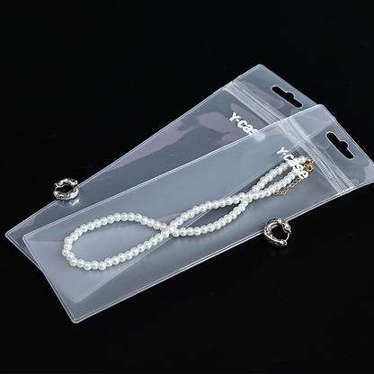 Long transparent frosted PVC zipper bag with hook