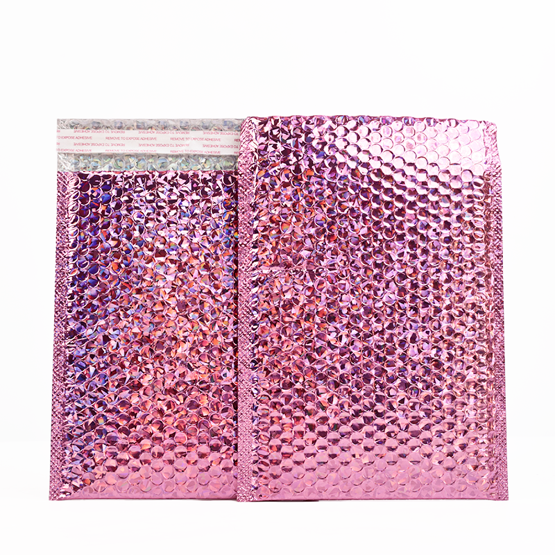 Pink laser self-adhesive aluminized bubble courier bag