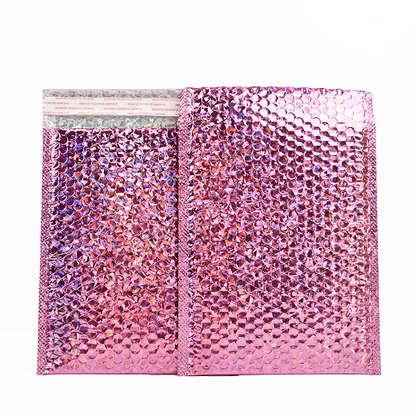 Pink laser self-adhesive aluminized bubble courier bag