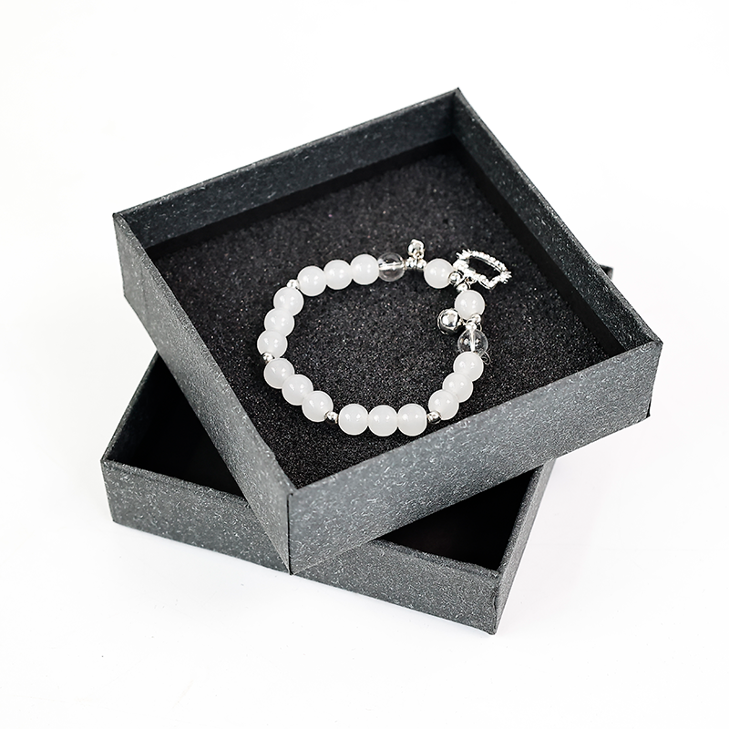 Dark grey square style jewelry box with lid