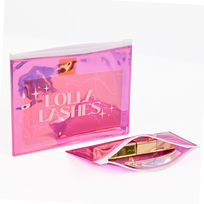 Various sizes of pink laser PVC zipper bags