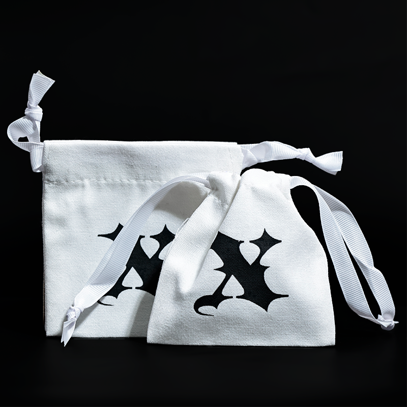 White small canvas drawstring bag