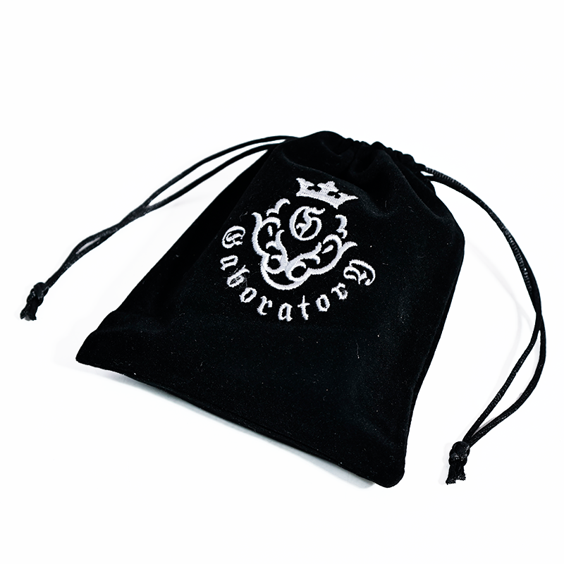 Small size black flannel drawstring bag