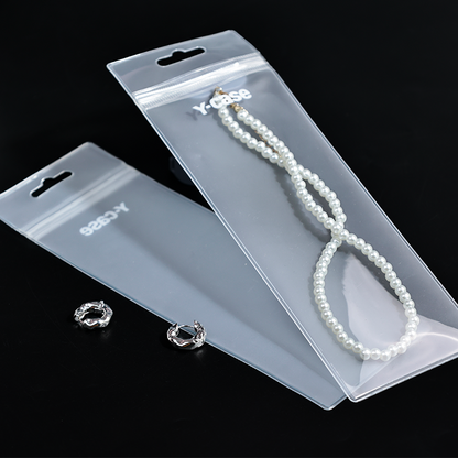 Long transparent frosted PVC zipper bag with hook