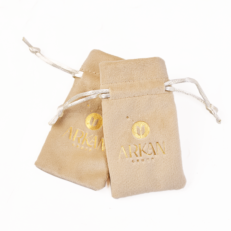 Small size gold foil velvet drawstring bag