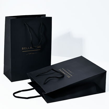 Black card tote bag with gold pattern