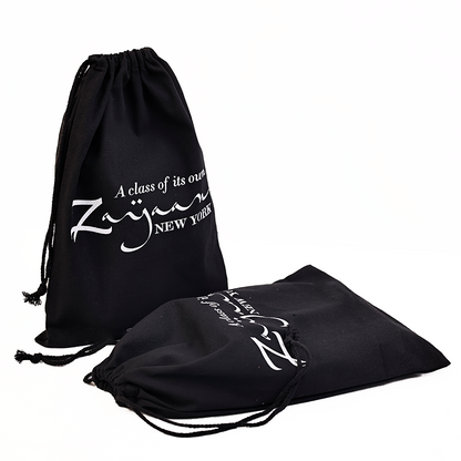 Black cotton drawstring bag