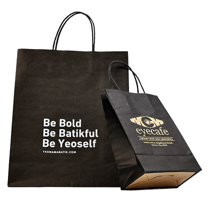 Black all over print brown kraft paper tote bag