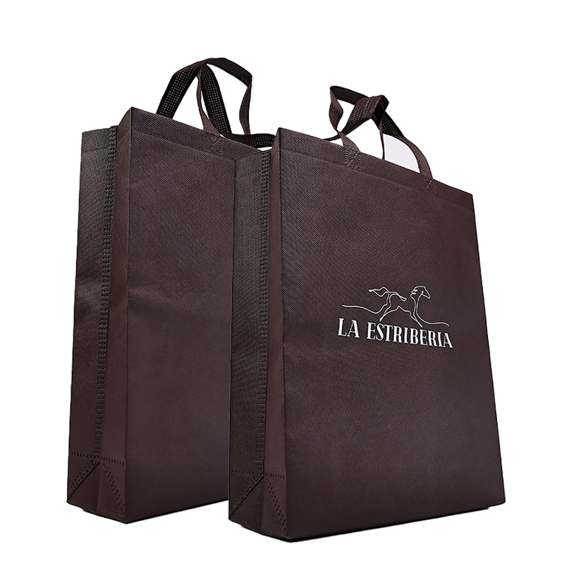Brown long non-woven tote bag