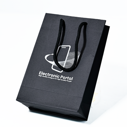 Black pattern silver printed paper bag