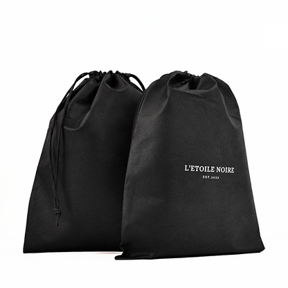 Black non-woven drawstring bag