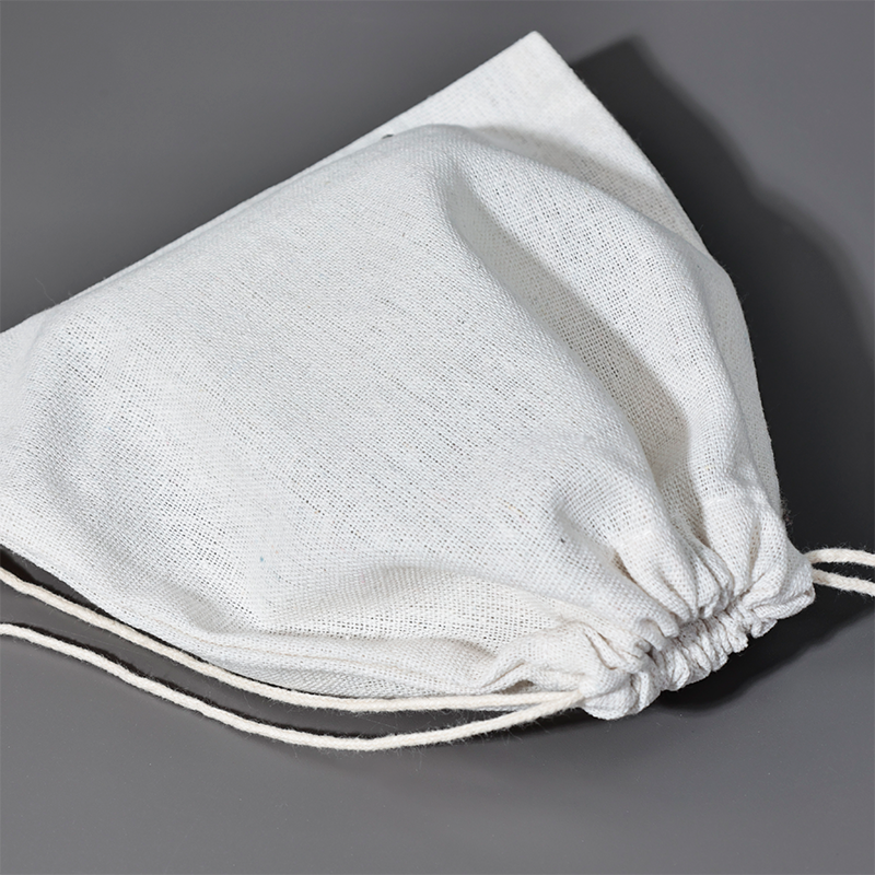 White small size canvas drawstring bag