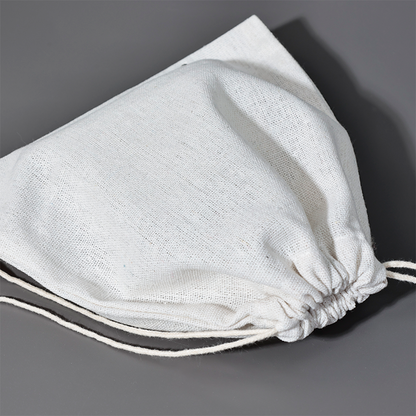 White small size canvas drawstring bag