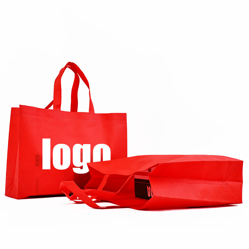 Red non-printed non-woven tote bag