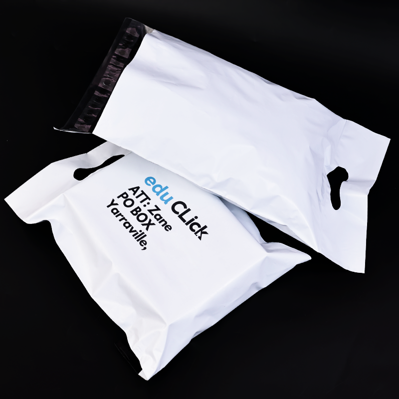 White long four-finger handle design self-adhesive courier bag