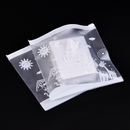 Square full pattern printed plastic snap zipper bag