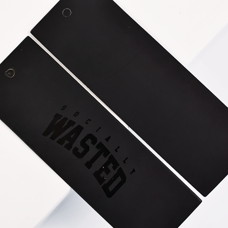 Black long UV printed hangtag