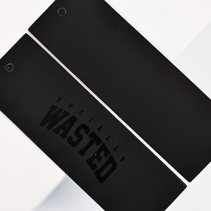Black long UV printed hangtag