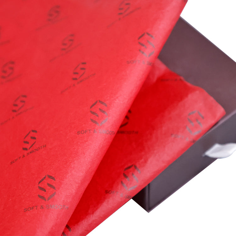 Red wrapping paper with black pattern printing