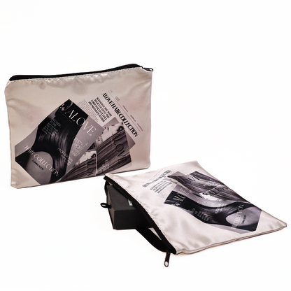 All over printed silk zipper bag