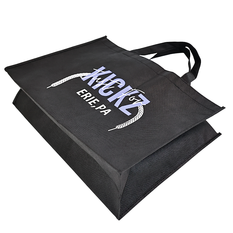 Black non-woven tote bag with bottom