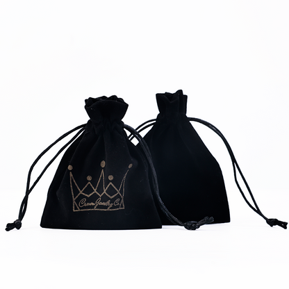 Black small size pattern gold foil velvet drawstring bag