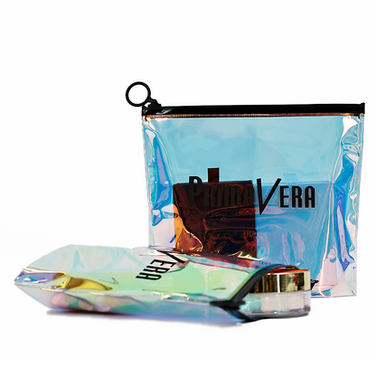 PVC laser translucent black ring zipper bag