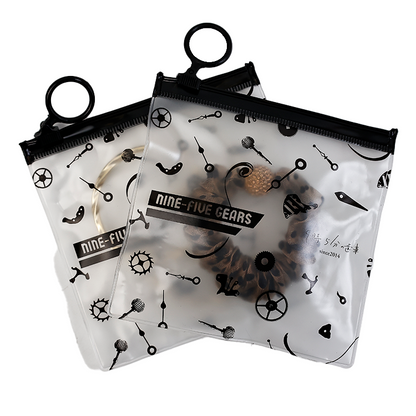 Black pull ring pattern single side full print frosted zipper bag