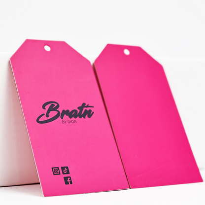 Pink print black tag