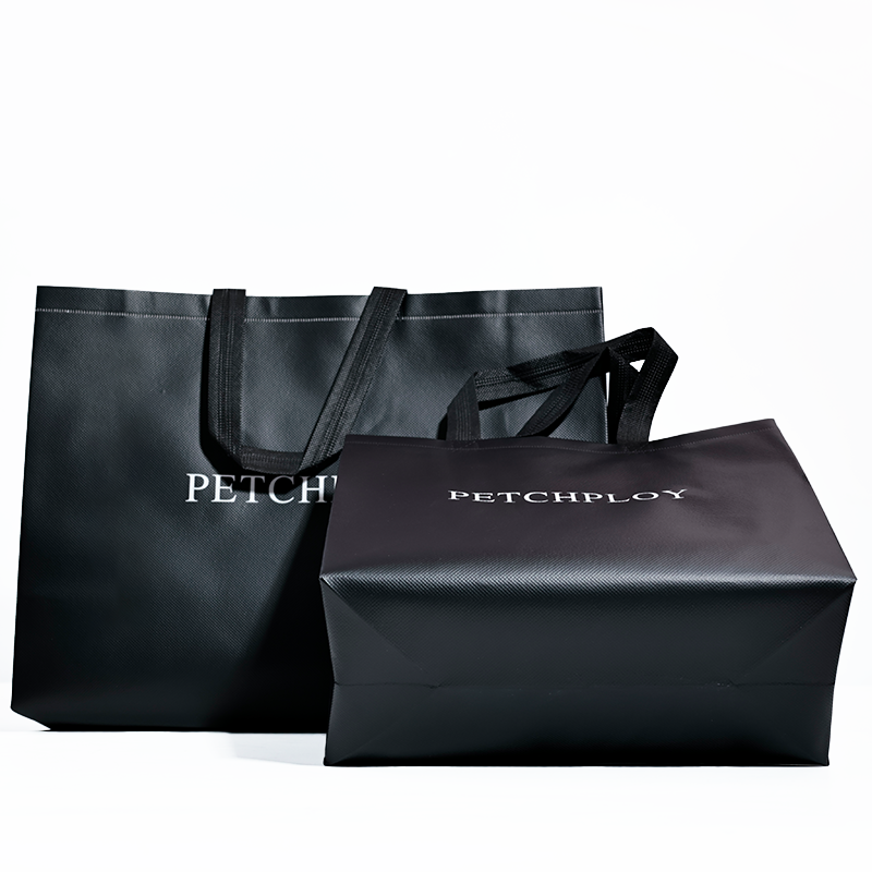 Black glossy multi-size non-woven tote bag