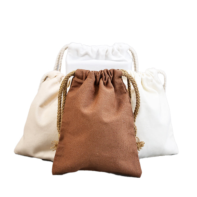 Brown drawstring cotton bag