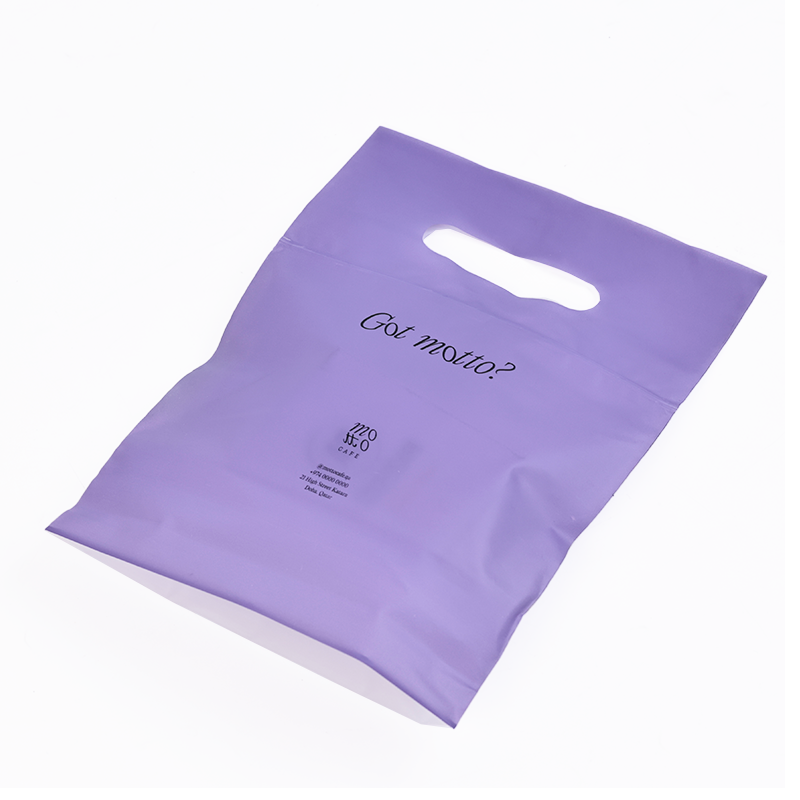 Purple single-sided transparent four-finger hand-held frosted bottom zipper bag