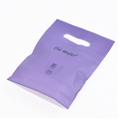 Purple single-sided transparent four-finger hand-held frosted bottom zipper bag