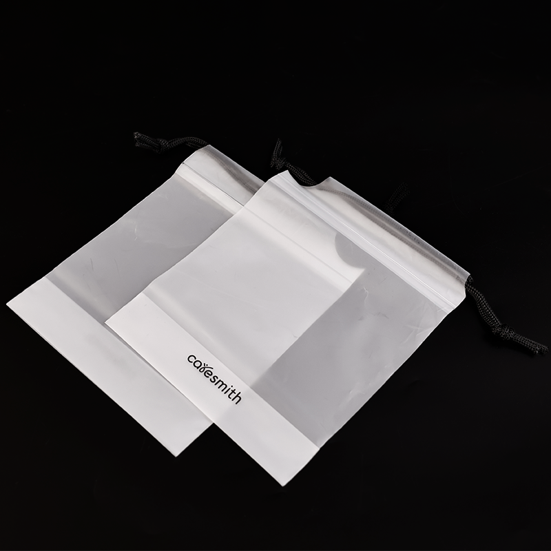 Transparent frosted bottom drawstring bag