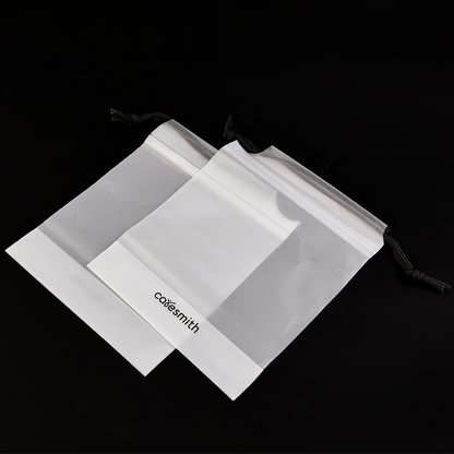 Transparent frosted bottom drawstring bag