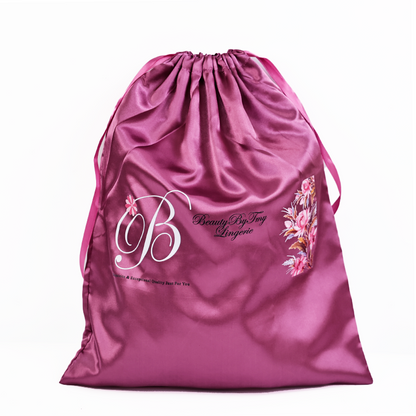 Purple Large Size Satin Drawstring Bag