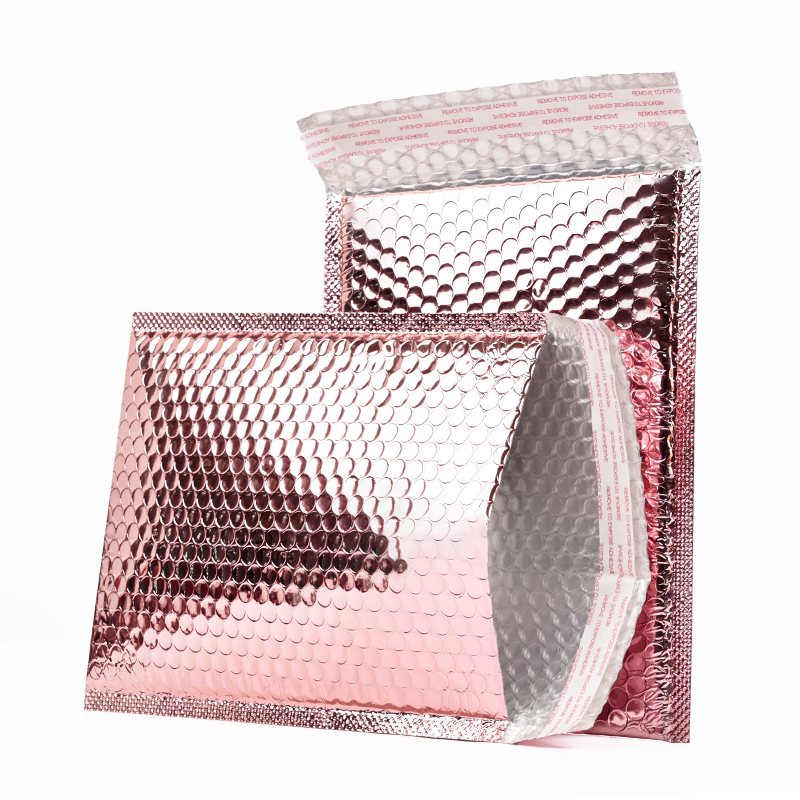 Pink gold self-adhesive aluminized bubble courier bag