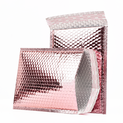 Pink gold self-adhesive aluminized bubble courier bag