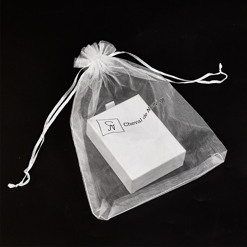 White transparent mesh drawstring bag