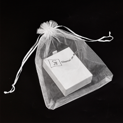 White transparent mesh drawstring bag