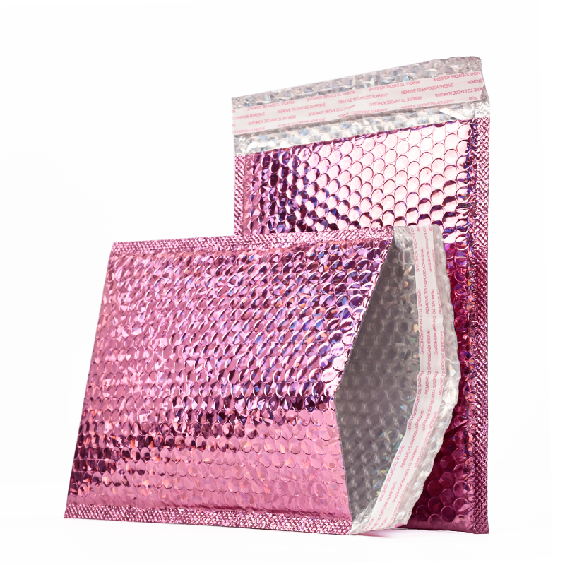 Pink laser self-adhesive aluminized bubble courier bag