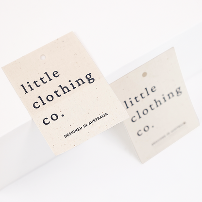 Linen material printed black tag