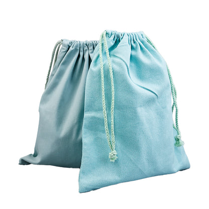 Teal cotton drawstring bag