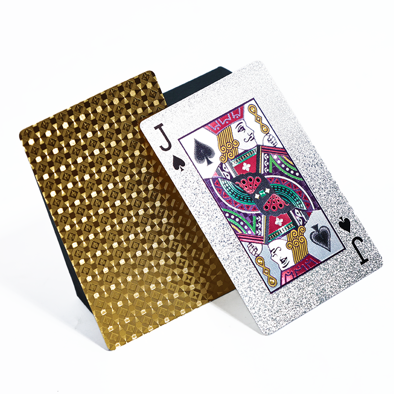 Gold and silver full-page glitter poker cards