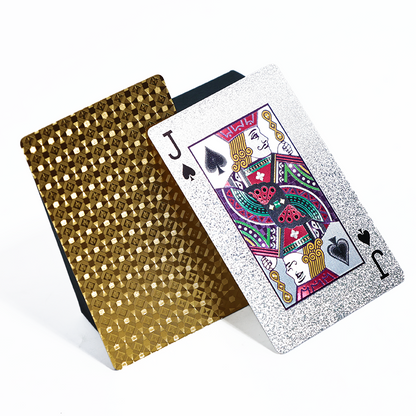 Gold and silver full-page glitter poker cards