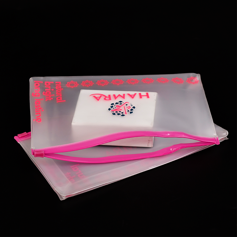 Transparent frosted bottom design pink ziplock bag