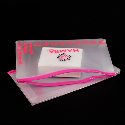 Transparent frosted bottom design pink ziplock bag